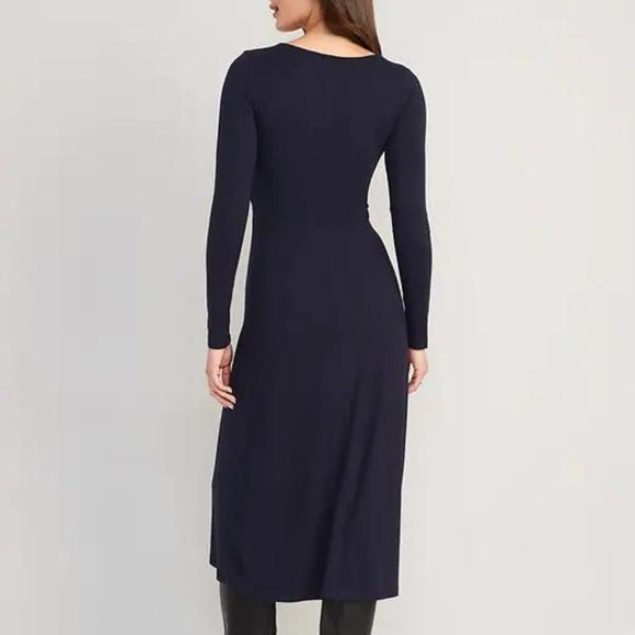 Old Navy Fit & Flare Twist-Front Cutout Midi Dress for Women New - Picture 2 of 7